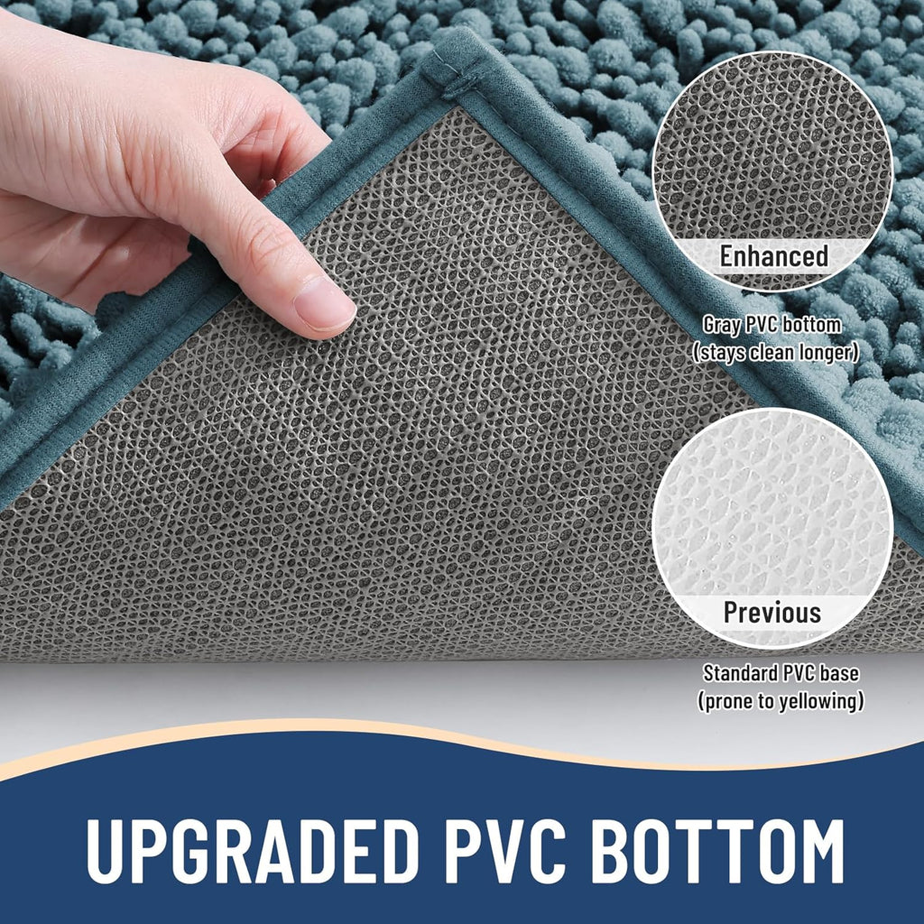 Arotive Luxury Chenille Bathroom Rug Mat, Extra Soft Thick Absorbent Shaggy Bath Rugs, Non-Slip Machine Wash Dry, Plush Bath Mats for Bathroom, Shower and Tub, 30x17, Smoky Gray