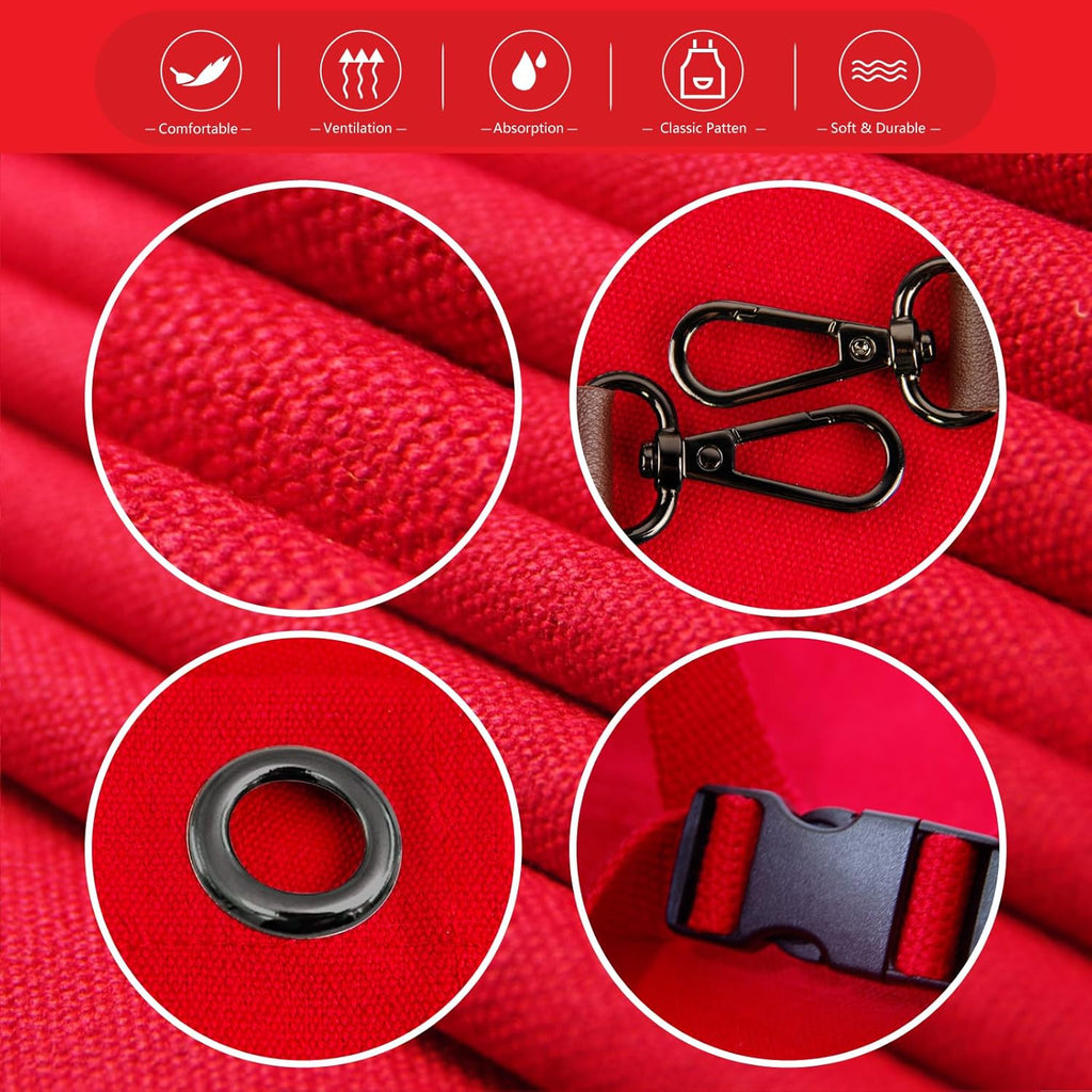 Kitchen Apron, Work Apron, Canvas, Multiple Pockets, Gardening, Painting, BBQ, Artist, Carpenter, Sizes M to XXL, Red