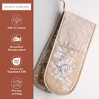 Maison d' Hermine Double Oven Mitts 100% Cotton 7"x35" Double Oven Mitt Heat Resistant BBQ Cooking Gloves with Loop, Baking, Grilling, Home, Kitchen, Handling Hot Pans (Pretty Autumn)