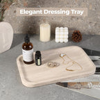 Marble Vanity Tray, Bathroom Tray Countertop, Decorative Dresser Organizer, Perfume, Jewelry Holder, Beige Stone Serving for Kitchen Sink Storage(MOCA Cream)
