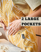 Premium Adjustable Cooking Aprons for Women with Pockets| Poly-Cotton Waterproof Kitchen Apron| Cute Floral Design, Long Ties