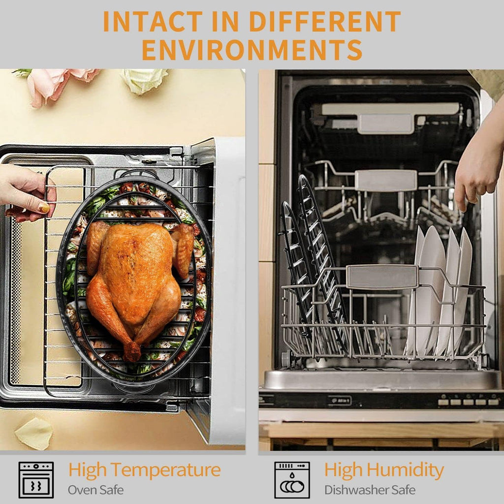 JY COOKMENT Roasting Rack with Integrated Feet, Cooling Drying Rack With Enameled Coating, PTFE Free, Great for Cooking, Roasting, Drying, Grilling, Dishwasher Safe (12.5"x8.5")