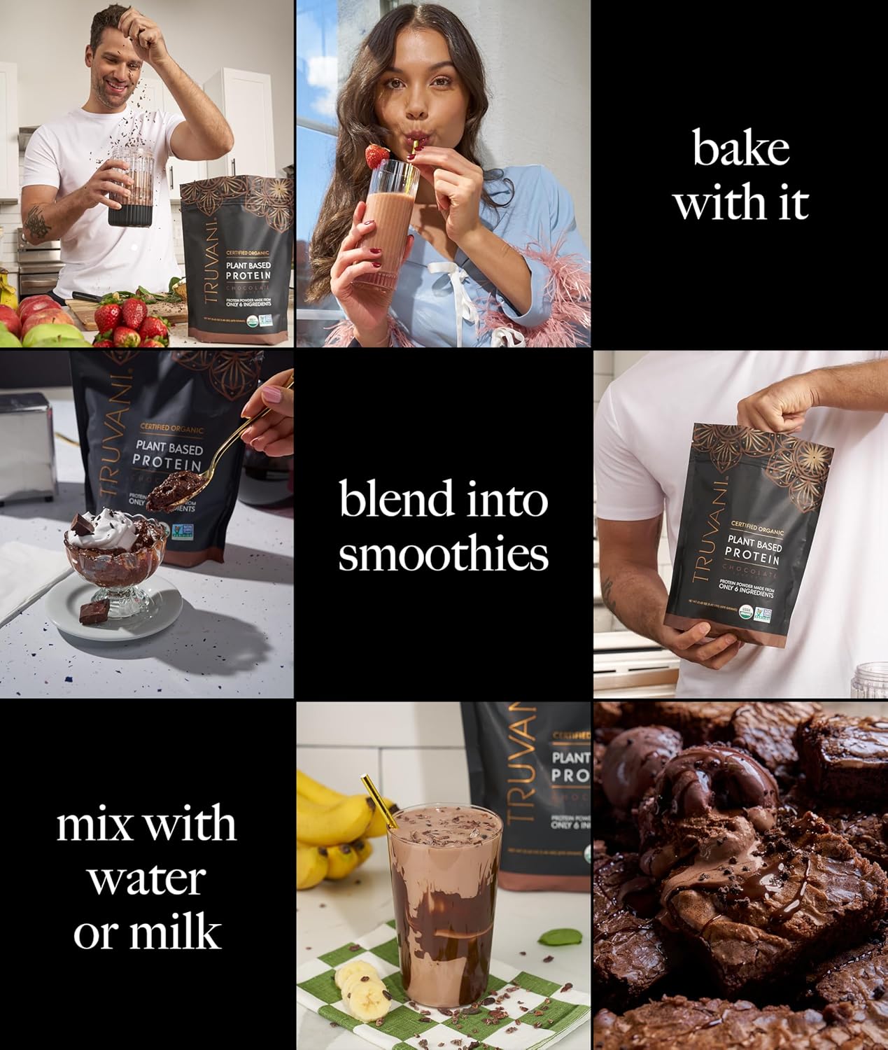 Truvani Vegan Pea Protein Powder | Chocolate | 20g Organic Plant Based Protein | 18 Servings | Keto | Gluten & Dairy Free | Low Carb | No Added Sugar