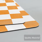 Checkered Dish Drying Mat for Kitchen Counter, Coffee Bar Station Accessories, Retro Cute Fall Aesthetic Modern Absorbent Drainer Mat Kitchen Drying Mat Easy Clean, Orange 12" x 19"