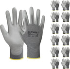 PU Coated Safety Work Gloves, 12 Pairs Work Gloves Mechanic Working Seamless Knit Glove with Polyurethane Coated Smooth