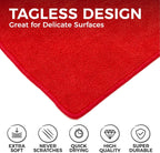 The Rag Company - All-Purpose Microfiber Terry Cleaning Towels - Commercial Grade, Highly Absorbent, Lint-Free, Streak-Free, Kitchens, Bathrooms, Offices, 300gsm, 16in x 16in, Red (12-Pack)