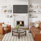 Heimlove 48 Inch Floating Shelves for Wall 8 Inch Deep White Shelves Set of 2,Wall Mounted Rustic Wood Long Floating Shelf，Large Display & Storage Shelf with Invisible Brackets