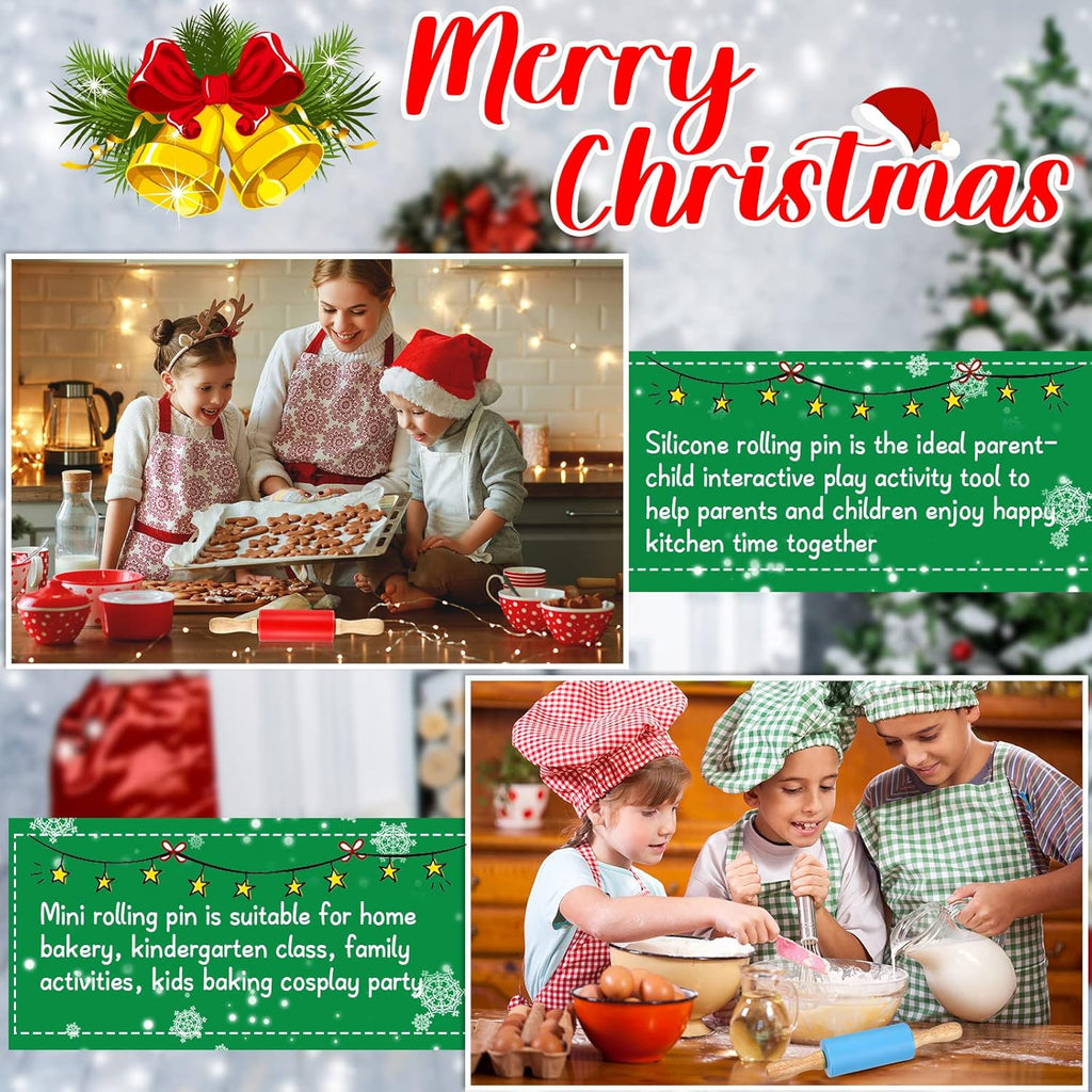 10 Pcs Small Rolling Pin Kids 9 Inch Mini Rolling Pin Silicone Wooden Cooking Pins Baking 5 Colors Non Stick Kids with Wooden Handle for Kitchen Dough Cookie Pastry Fondant Cake