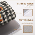 Halloween Buffalo Plaid Dish Drying Mat Fall Pumpkin Rustic Large Kitchen Mats Dish Drying Pad Absorbent Dish Dryer Mat for Kitchen Countertops Microfiber Drainer Pad Dish Drying Mats (18x24 in)