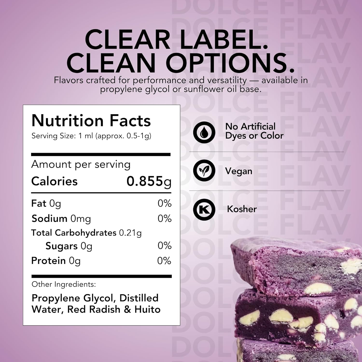 Dolce Flav Natural Purple Food Coloring – 2 oz Liquid Dye from Red Radish & Huito with Graduated Dropper | Water-Soluble | For Baking, Drinks & Frostings | Kosher | Made in USA