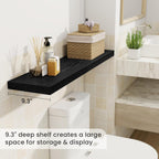 Fun Memories 40" Rustic Wood Floating Shelves with Invisible Brackets for Storage & Decor, Deep Wall Mounted Shelves for Bathroom, Kitchen, Living Room (Black, Set of 2)