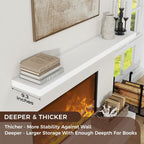 Floating Shelves for Wall, Large Wall Mounted Shelves with Invisible Brackets, Long Wood Floating Shelf for Living Room, Bedroom, Kitchen, (White, 72" W x 9" D x 1.5" H)