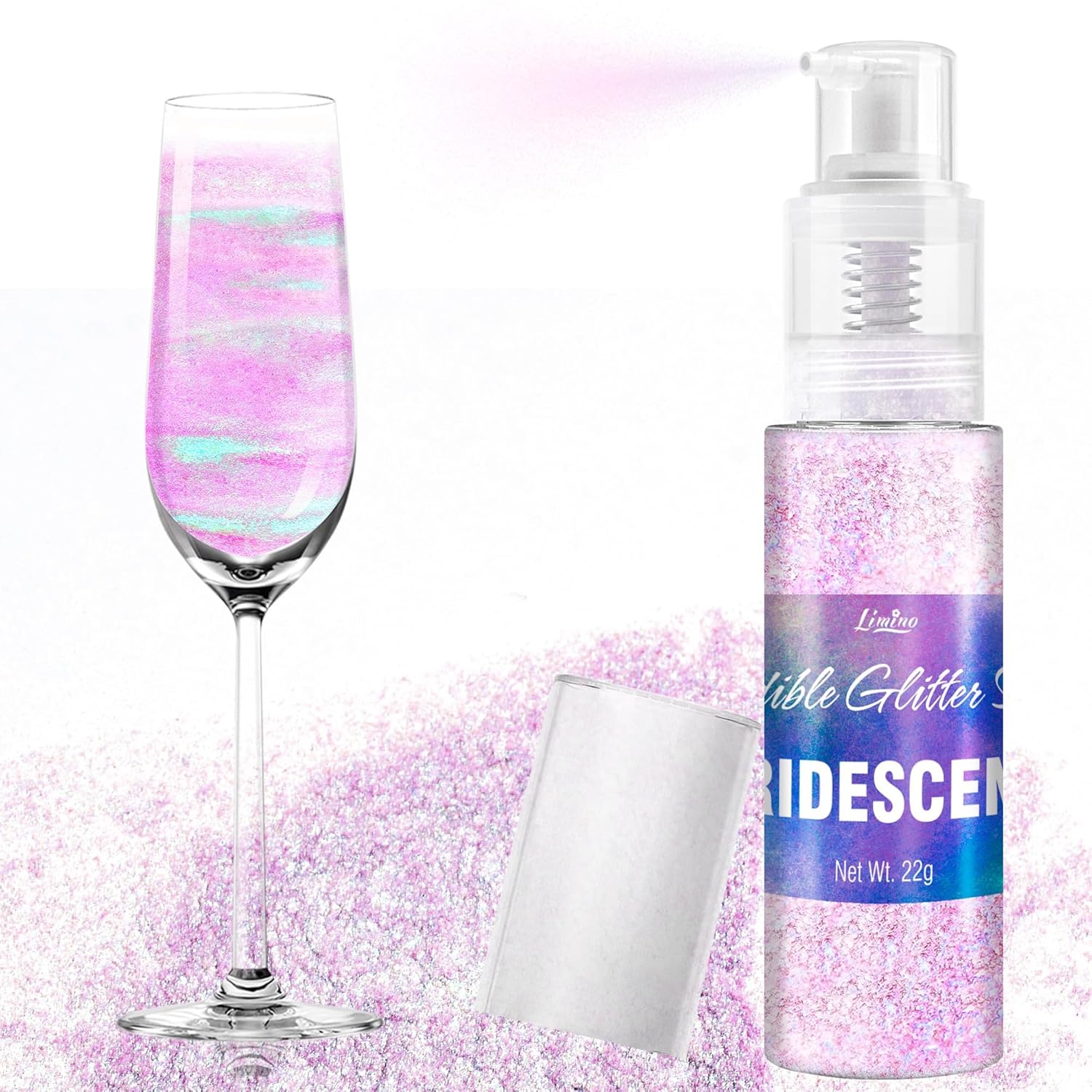 Iridescent Edible Glitter Spray - 22g Edible Luster Dust Metallic Food Grade Glitter for Drinks, Cake Decorating, Baking - Food Coloring Powder Shimmer for Cocktail, Icing, Candy