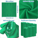 Tenare 100 Pack 12'' x 12'' Microfiber Cleaning Cloths Reusable Cleaning Rags Bulk Microfiber Towels Softer Highly Absorbent Washcloths for House Kitchen Car Window(Green)
