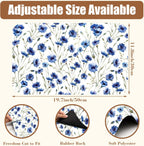 Watercolor Blue Cornflower Dish Drying Mat for Kitchen Counter Floral Coffee Bar Mat Hide Stain Absorbent Rubber Backed Drying Rack Pad Coffee Pot Espresso Machine Table Accessories 11.8 x 19.7 Inch