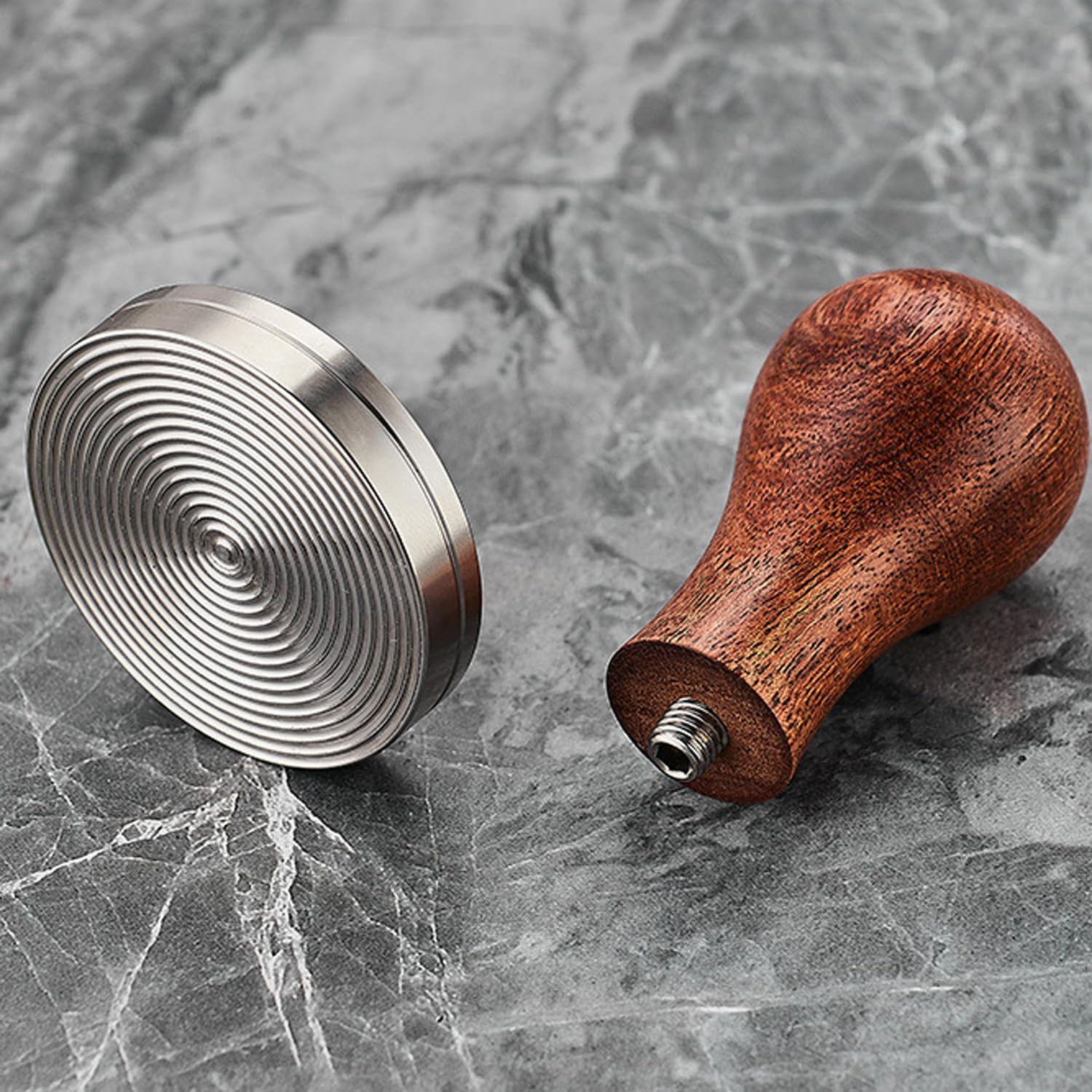 51mm Espresso Tamper with Stirrer Set, Walnut Wood Coffee Press Tool Stamper with Espresso Professional Barista Accessories Kit for Espresso Machine, Wooden