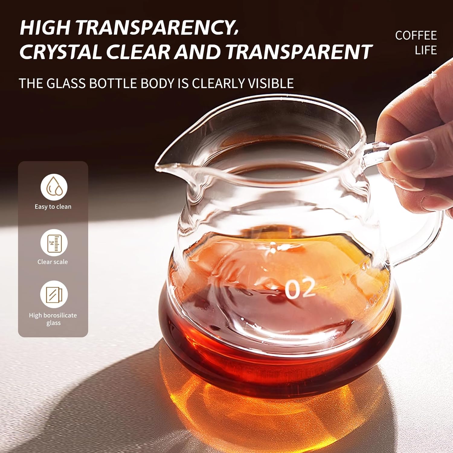Glass Coffee Server for Drip Coffee Maker, Standard Glass Coffee Carafe, Coffee Pot with Lid, Clear, 01 360ml(12oz)