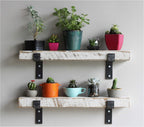 Urban Legacy Accent Shelves | Reclaimed Barn Plank | Set of 2 with Full Brackets (White Wash 30" x 4.5" x 2")