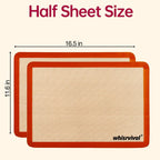 Silicone Baking Mat, Reusable Silicone Baking Sheets for Oven, 2Pcs Half Sheet(16.5"x11.6") Non-Stick (Orange)
