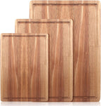 Solid Wooden Cutting Board Set of 3 Acacia Wood Charcuterie Board Set Meat Hardwood Chopping Board Butcher Blocks Non Toxic Maple Large Cutting Boards for Kitchen Decor Bread Serving Cheese Board