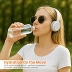 Epica 18-Oz Glass Water Bottles with Lids, Juice Bottles - BPA Free & Eco-Friendly Reusable Refillable Bottles for Juicing, Set of 4 - Clear