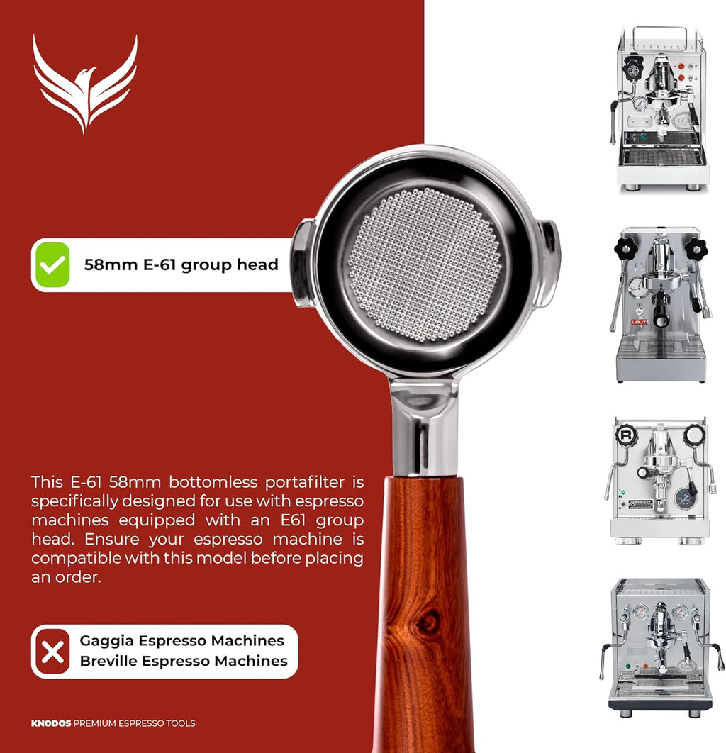 58mm Espresso Tool Set for E61 Group Head 58mm Bottomless Portafilter, Knock Box, Adjustable Distributor, Magnetic Dosing Funnel, Puck Screen and Precision Tamper