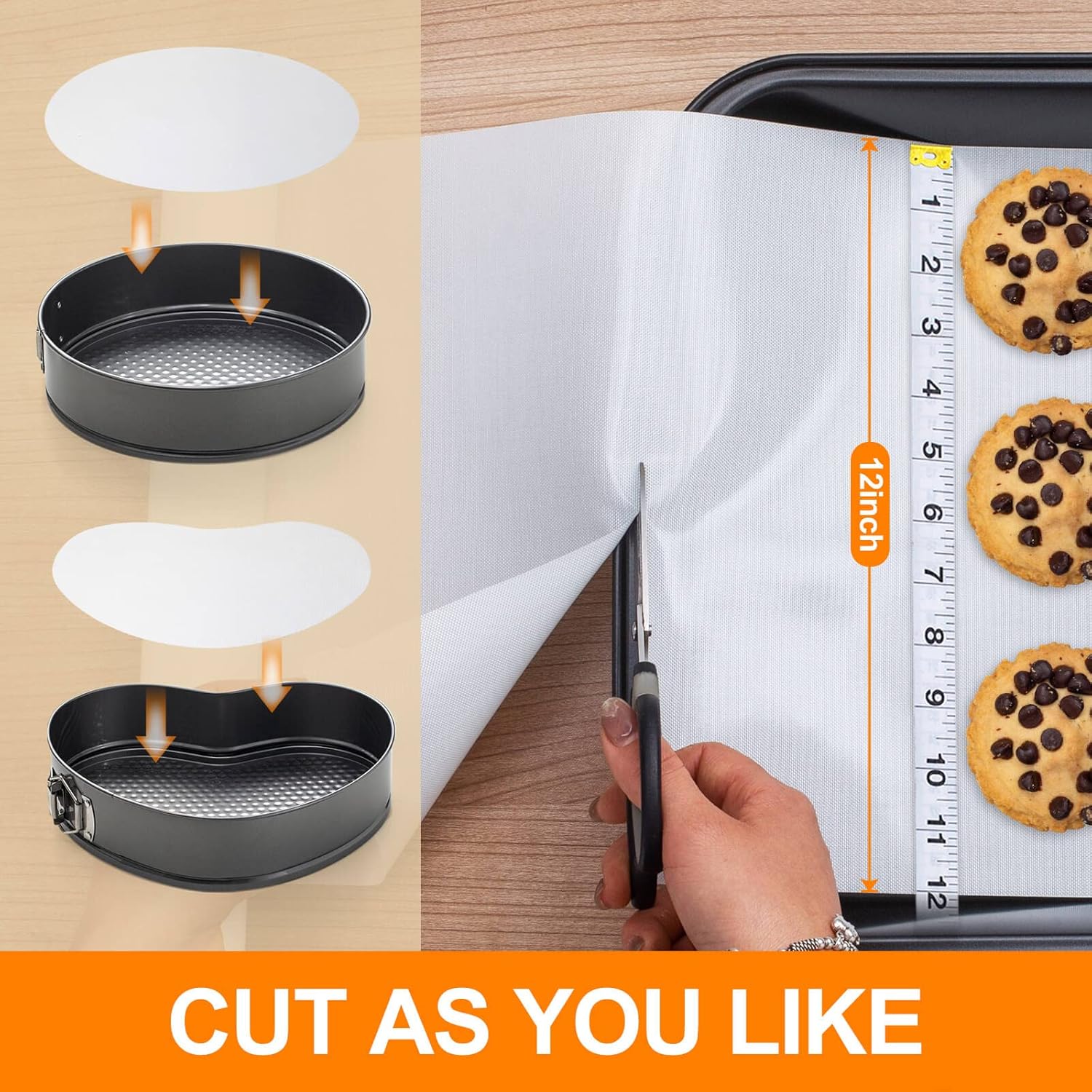 Silicone Baking Mat Roll -12IN x 10FT Non Stick Heat Resistant Food Grade Baking Mats, No Slip Reusable Freeze Dryer Mat,Pastry Mat,Countertop Protector Mat, Washable Oil-Proof Refrigerator Liners