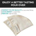 (2-Pack) Reusable Organic Cotton Pour Over Cone Filters for Hario V60, Chemex, Kalita and Origami Style Filters — Pourover Coffee Filter Maker Cup Ceramic, Glass, Plastic Dripper (Size 02, 2-4 Cups)