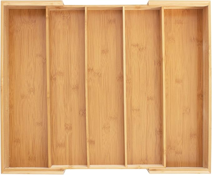 Totally Bamboo Expandable 5-Compartment Drawer Organizer, Expands from 13 to 22" Wide
