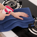 Homaxy 100% Cotton Oversized Waffle Weave Kitchen Dish Towels, Ultra Soft Absorbent Quick Drying Cleaning Towel, 20 x 28 Inches, 4-Pack, Navy Blue