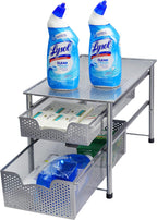 Simple Houseware Stackable 2 Tier Sliding Basket Organizer Drawer, Silver