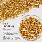 Gold Pearl Star Rods Sprinkles, Edible Gold Pearls Sprinkles for Cake Decorating, 150g/5.29oz, Cake Decoration, Cake Toppers, Wedding Party, Christmas Baking Supplies