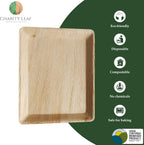 Charity Leaf Disposable Palm Leaf 12" x 10" Trays (10 pieces) Bamboo Like Serving Platters, Disposable Boards, Eco-Friendly Dinnerware For Weddings, Catering, Events