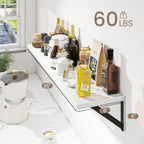 Dreamland White Floating Shelf 36 inch, 36W x 8D Wall Mounted Shelves Set of 2, Wide Display Ledge Shelf with Sturdy Metal Brackets for Living Room, Bathroom, Bedroom and Kitchen