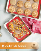 Sopito 5PCS Non Stick Platinum Silicone Baking Mat for Half Sheet & Quarter Baking Sheet and 9'' Pizza Pan, Reusable & Food Safe Heat Proof Up to 480℉ Cooking Mat, Red