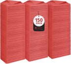Orighty Cleaning Cloths Bulk, 150 Pack Shop Rags Reusable, Multi-Purpose Shop Towels for Cars, Microfiber Cleaning Rags for Automotive, Mechanic, Kitchen, Lint Free Towels 11.5’’ x 11.5’’, Red