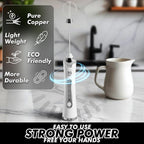 Rechargeable Handheld Milk Frother - Electric Foam Maker - Portable Coffee Frother Wand with 2 Heads - Stainless Steel Electric Whisk for Coffee, Latte, Cappuccino, Macchiato, Hot Chocolate (White)