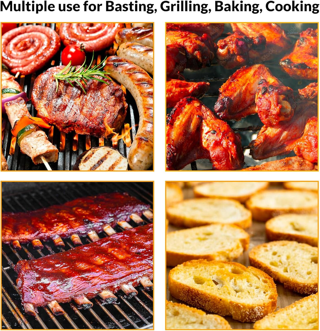 Geesta Adjustable Sauce Pot and Basting Brush Set, Long Stainless Steel Basting Brush for Cooking, Smoking, Fathers Day Grilling Gifts for Men Smoker Accessories, Large Capacity Grilling Tools, 1 Pack