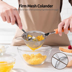 18/8 Stainless Steel Mesh Strainer: U-Taste 3.9 Inch Kitchen Fine Mesh Sieve Food Colander with Riveted Sturdy Silicone Handle and 30 Mesh Hole for Straining Flour, Quinoa, Tea, Juice (Orange)
