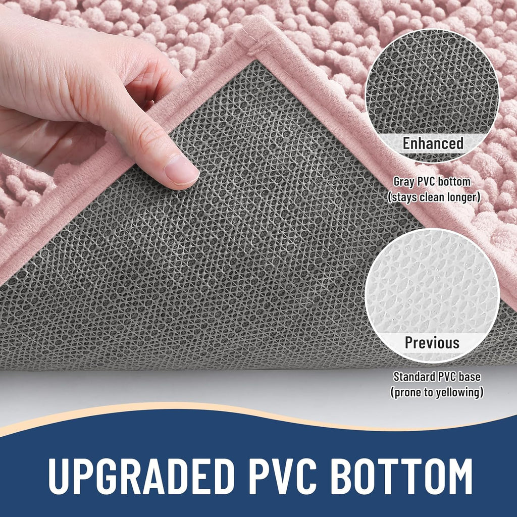Arotive Luxury Chenille Bathroom Rug Mat, Extra Soft Thick Absorbent Shaggy Bath Rugs, Non-Slip Machine Wash Dry, Plush Bath Mats for Bathroom, Shower and Tub, 47x24, Dirty Pink