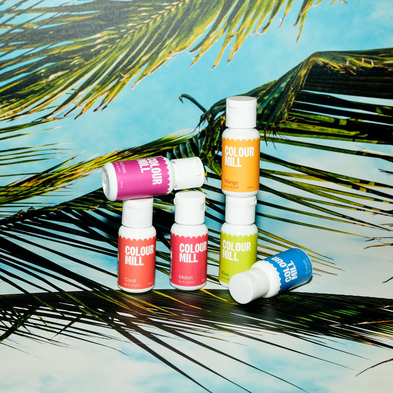 Colour Mill Oil-Based Food Coloring, Tropical Pack: 20 Milliliters Each of 6 Colors - Cobalt, Coral, Fuchsia, Kiwi, Mango and Melon