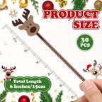30 Pcs Christmas Drink Stirrers Xmas Stir Stick Holiday Coffee Swizzle Stick Reusable Plastic Hot Cocoa Bar Chocolate Decoration Cocktail Mixer(Reindeer,Lively Color)