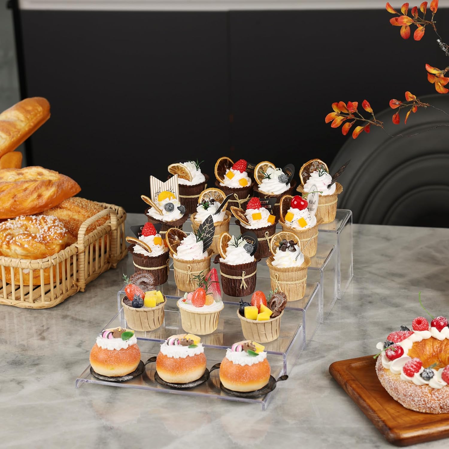 Goabroa Large Acrylic Display Risers, 2 Sets 10 Pcs Rectangular Clear Acrylic Display Stands for Funko Pop Figures, Cupcake Holder, Collection, Vendor Events