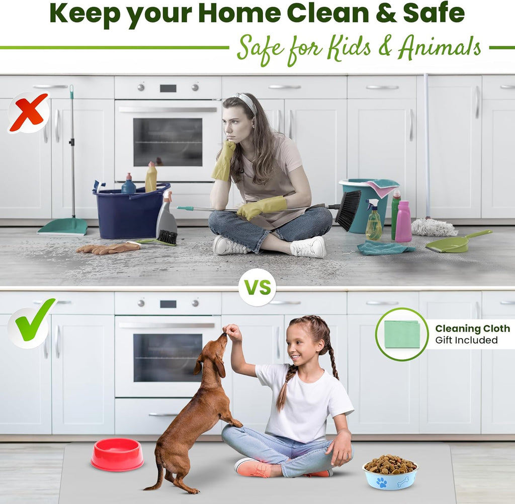 Premium Large Silicone Mat 28" x 20" Silicone Mat Heat Resistant, Kitchen Counter Mat Waterproof for Coffee Machine, Glass Top Stove Cover, Countertop Protector Air Fryer, Baking mat (Light Gray)