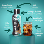 OWYN Only What You Need Vegan Plant-Based Protein Shake, Cold Brew Coffee, 12 Pack, with 20g Plant Protein, Omega-3, Prebiotic supplements, Superfoods Greens Blend, Gluten-Free, Soy-Free, Non-GMO