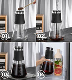 AGOGO Cold Brew Iced Coffee Makers with Metal Filters Silicone Non-slip Grip Carafe 1600ml