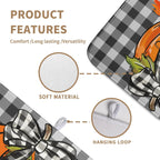 Fall Pumpkin Dish Drying Mats Thanksgiving Kitchen Drying Mat Buffalo Plaid Microfiber Large Dish Dryer Pad Maple Leaves Absorbent Dishes Drain Matt XL Washable Foldable(18x24 in)