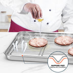 Cooling Racks for Cooking and Baking, Homikit 16.6”*11.5” Large Stainless Steel Wire Rack for Oven Cooking Roasting Grilling Drying, Cookie Bacon Pizza Mesh Cooling Racks, Dishwasher Safe, 2 PCS