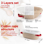 Banneton Bread Proofing Basket & Silicone Baking Mat Set, Oval & Round Sourdough Bread Baking Supplies Proofing Bowls with Liner & Cover Cotton Rope Sourdough Banneton Basket for Bread Making (Khaki)