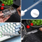 Straw Cleaner Brushes Sets, 12 Pieces 8.2 Inch Botthle Cleaning Brush and Nylon Tube Brush Brush Kit for Sippy Cup, Tumbler, Water Bottle, Drinking Straw (White)